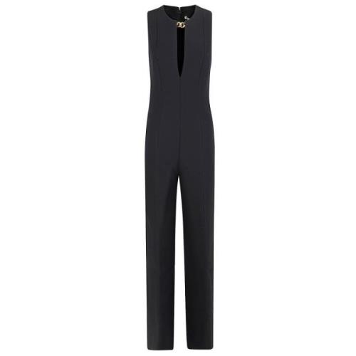 Sort Jumpsuit Skulptureret Talje V-Hals