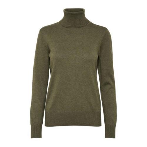 Army Green Melange Rollneck Sweater