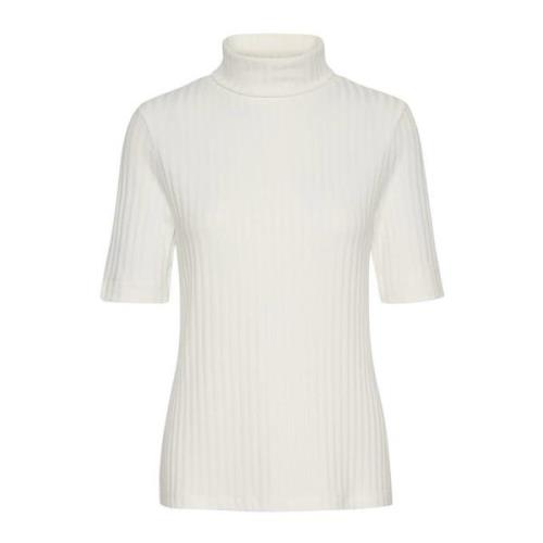 Rollneck Bluse Top Sne Hvid