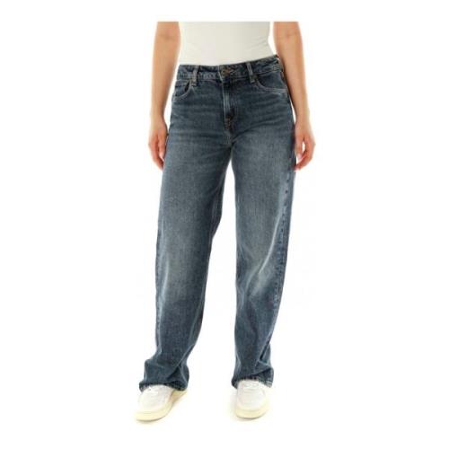 Højtaljede løse straight fit jeans