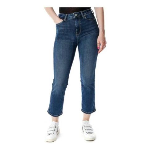 Højtaljet Slim Fit Crop Jeans