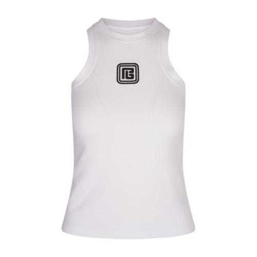 Hvid Tank Top med Retro Logo