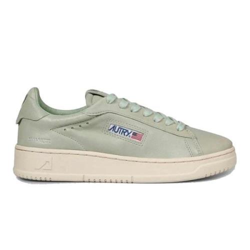 Grøn Læder Sneakers Vintage Stil