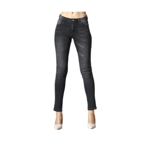 Sort Denim Jeans, Fem Lommer, Skinny Fit