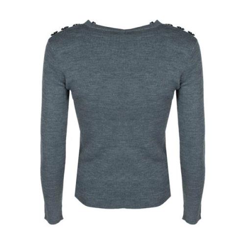 Ribstrikket Sweater Rund Hals Uldblanding