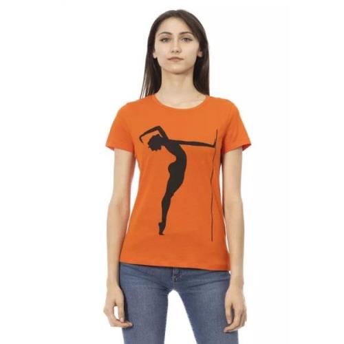 Elegant Orange Rundhalset Tee med Front Print