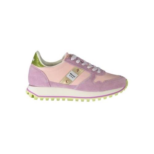 Pink Polyester Sneaker med Kontrastdetaljer