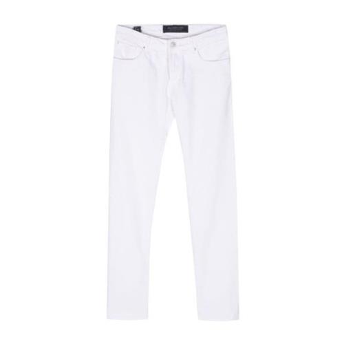 Broderet Logo Slim Fit Hvide Jeans