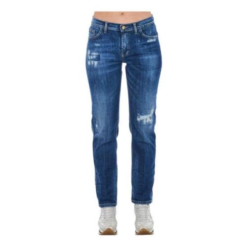 Blå Bomuld Slim-Fit Denim Jeans