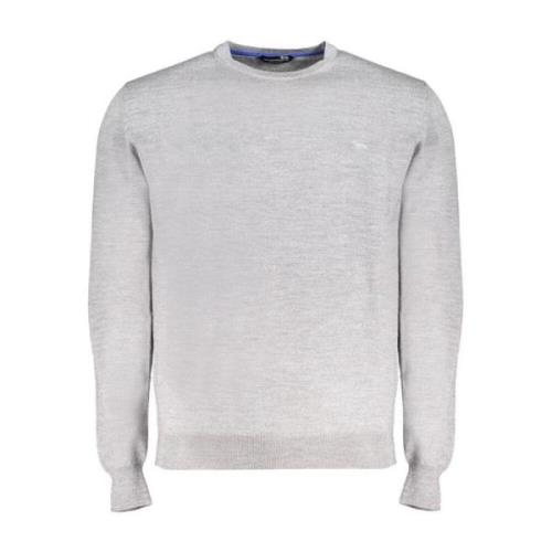 Grå Uld Crew Neck Sweater Broderet