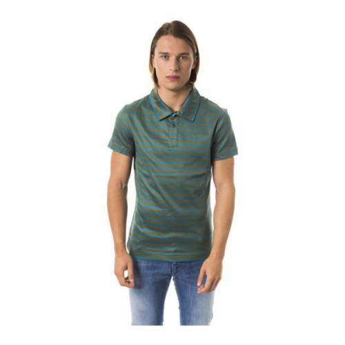 Stribet Polo Shirt Broderet Front Kort Ærme