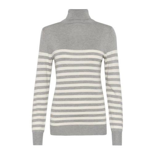 Stribet rullekrave sweater Grå Melange/Turtledove