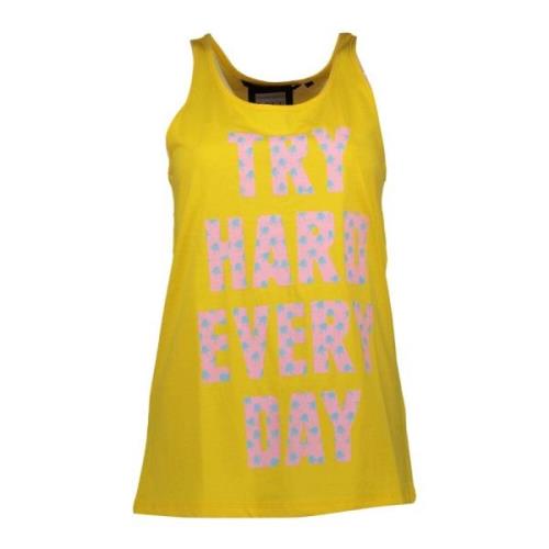 Gul Bomuld Tank Top med Logo Print