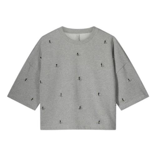 Pyntet Boxy Sweatshirt Sweater Grå