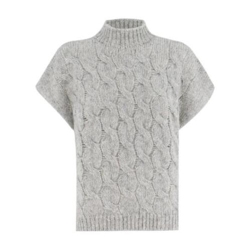 Elegant Strik Pullover med Høj Krave