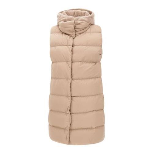 Faux Fur Hooded Vest Sand