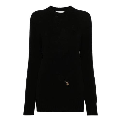 Sort Strikket Crew Neck Sweater