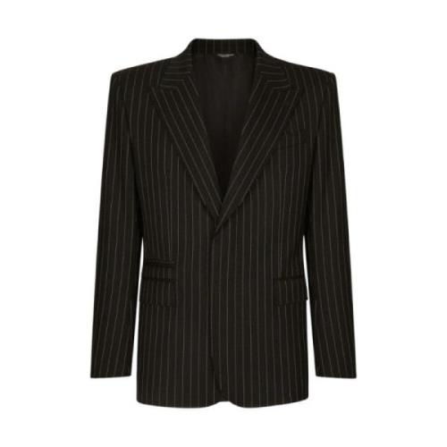 Stribet Uld Blazer med Silkeforing