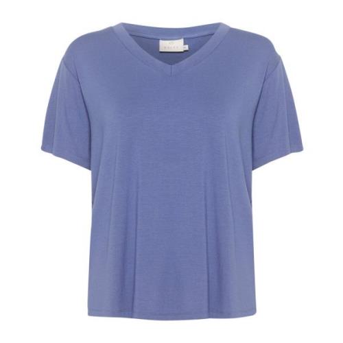 Blå Indigo V-Hals T-Shirt Top