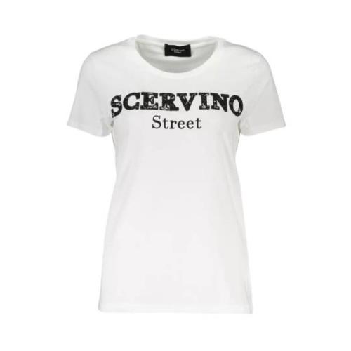 Chic hvid T-shirt med kontrastbroderi