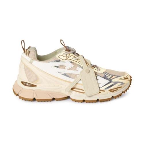 Beige Mesh Sneakers med Ikonisk Logo