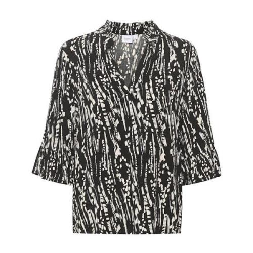 Leopard Print Bluse Sort Bamboo Linjer