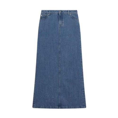 Denim Maxi Nederdel med Laserbehandling