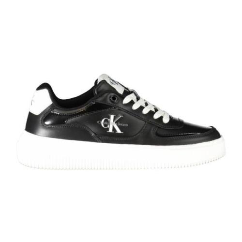 Sporty Sorte Sneakers med Kontrastdetaljer