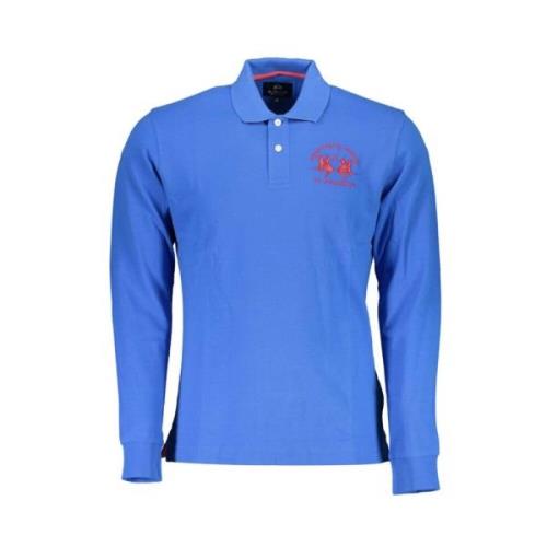 Elegant Blå Langærmet Polo Shirt