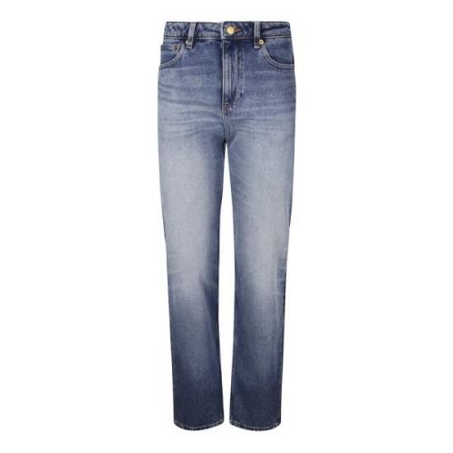 Højtaljede Straight-Leg Faded Jeans