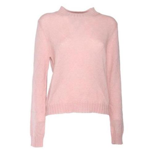 Pink R Neck Pullover Sweater