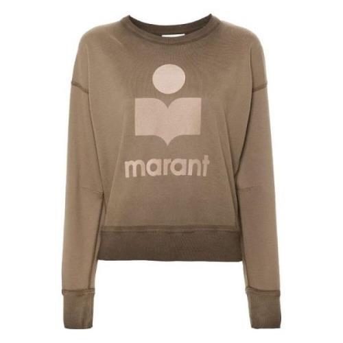 Khaki Flocked Logo Crew Neck Sweater