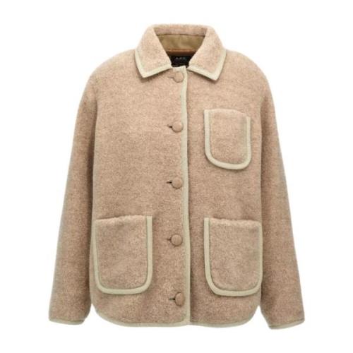 Beige Rose Uld Blouson Jakke