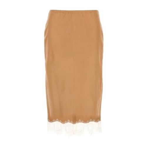 Elegant Camel Leather Skirt