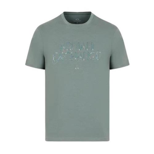 Grøn Logo Print Bomuld T-shirt