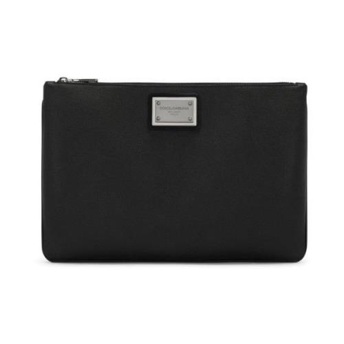 Sort Logo Plaque Clutch Taske