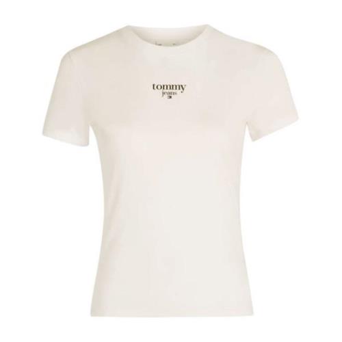 Basis Bomuld T-shirt - Beige Rund Hals Kort Ærme