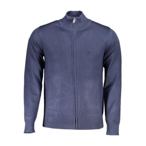 Blå Broderet Zip-Up Cardigan