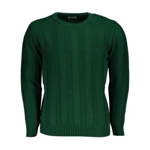 Grøn Crew Neck Sweater med Kontrastdetaljer