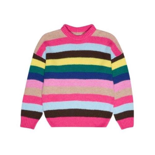 Farverig Stribet Højhalset Sweater