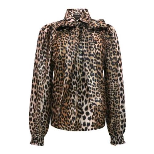 Leopard Print Bluse med Bue