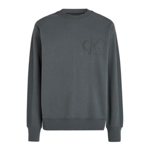 Applique Crew Neck Sweatshirt i Grå