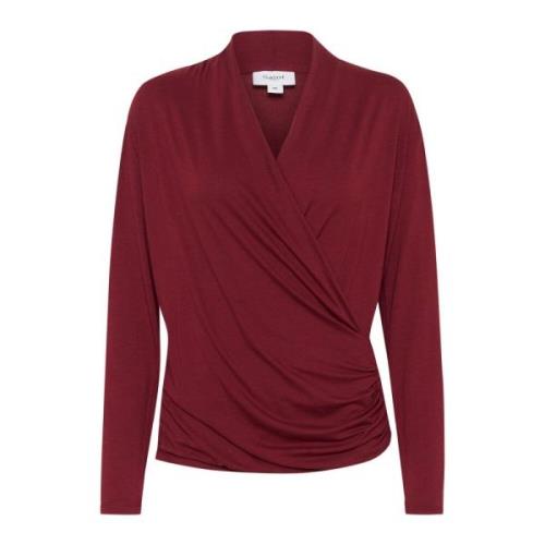 Draped Wrap Blouse Tawny Port