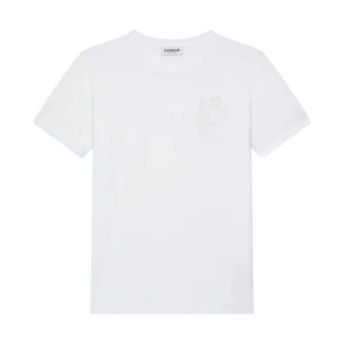 Hvid T-shirt med Broderet Logo