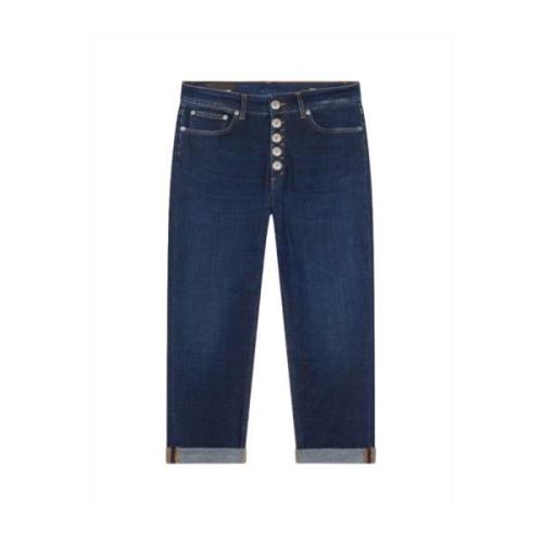 Cropped Jeans med Jewel Button Fastening