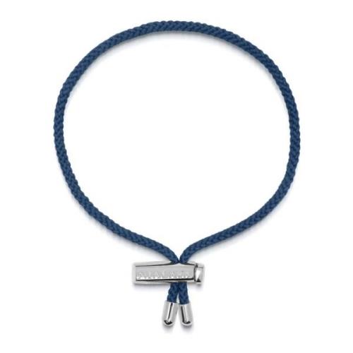 Mens Navy Blue String Bracelet with Adjustable Silver Lock