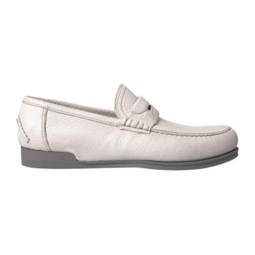 Hvid Grå Læder Slip-On Loafers