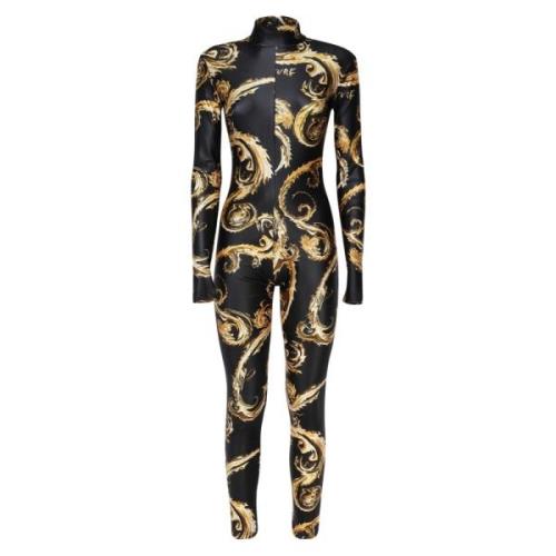 Barok Print Jumpsuit Sort Guld Kjole