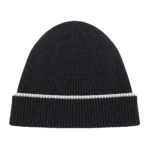 Kashmir Beanie Hat Sort Sand Ribbet