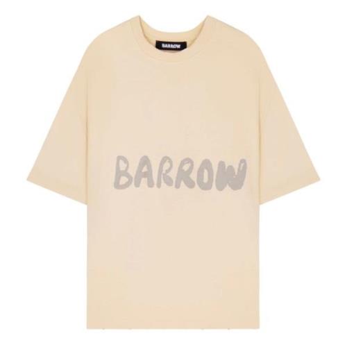 Beige Unisex Crew Neck Logo T-shirt